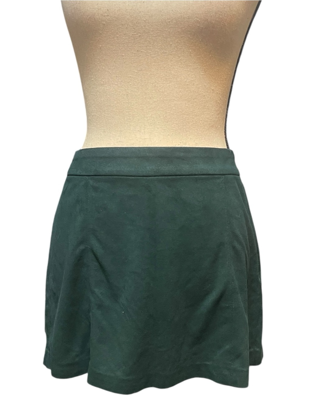 Zara Trafaluc Collection Dark Green Faux Suede Mini Skirt Chic Classy Women's L